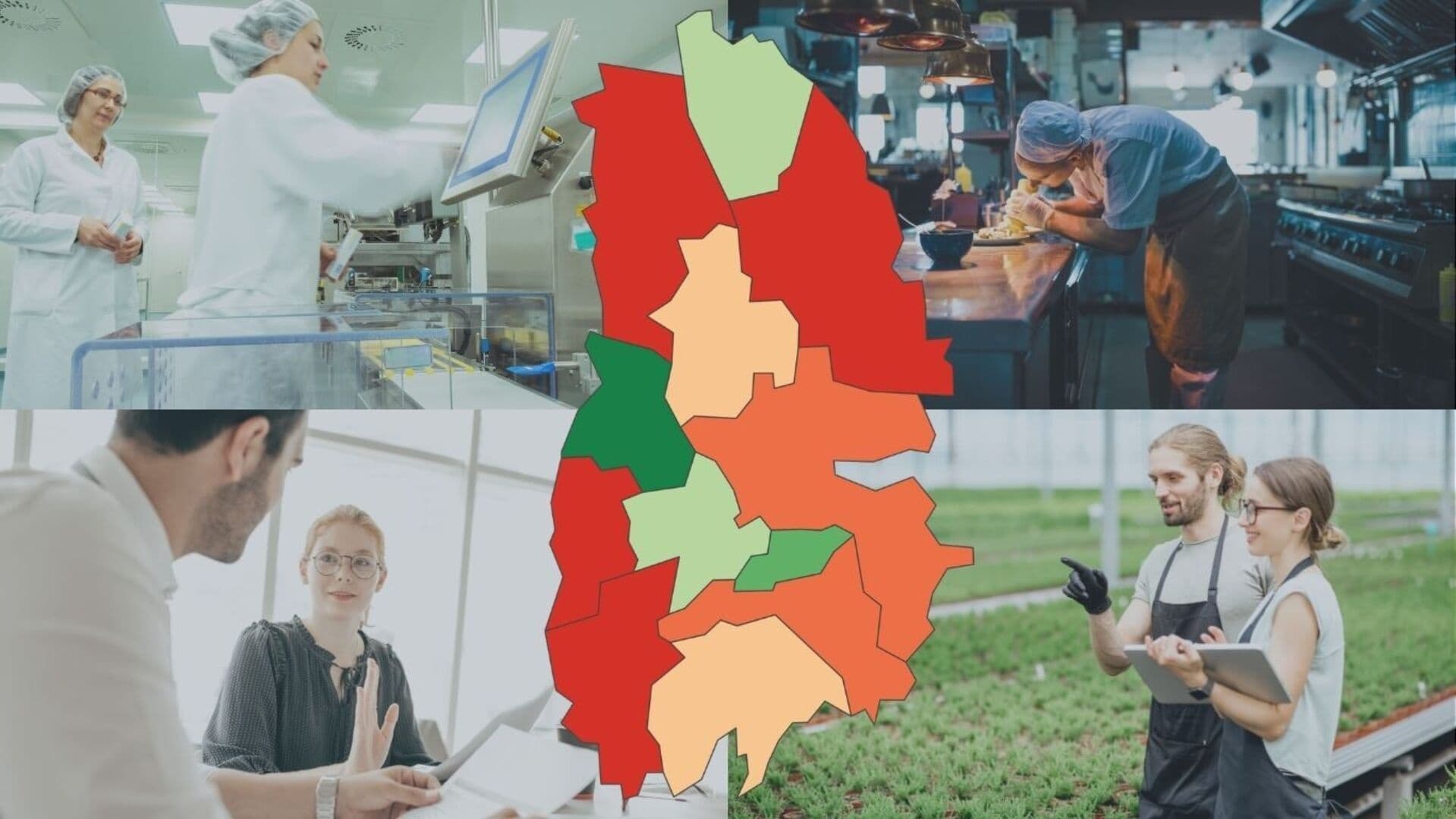 Bildkollage: Företagare och rankingkarta Örebro län